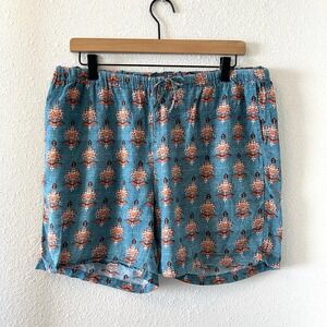 Sundance Women's Pajama Shorts Medium Blue Floral Batik Boho PJ's Hippie